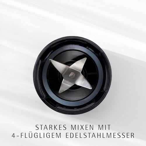 WMF Küchenminis Smoothie-to-go, Mini Standmixer mit zwei Mix-/Trinkbehältern 0,6l, Mixer Hochleistungsmixer 300 W, edelstahl matt, schwarz – Ansicht 2