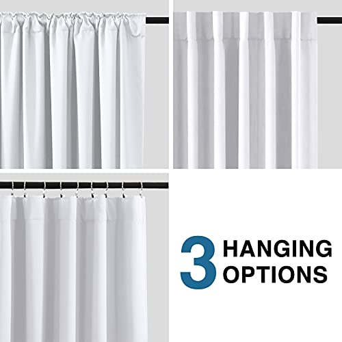 100% Blackout Curtains Thermal Insulated Window Curtains 54 Inch Length Rod Pocket And Back Tab Curtain Panels For Bedroom Full Light Blocking Drapes With Black Liner, Pure White #TOP5