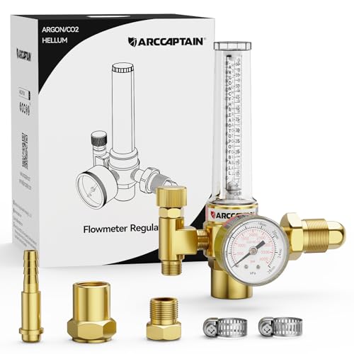 41L8ZmZm2HL. SL500 ARCCAPTAIN Argon/CO2/Helium Regulator, MIG and TIG Flow Meter Gas Regulator Gauge Welding Weld, 0-4000 PSI, 0-180+ CFH, CGA580 Inlet Connection