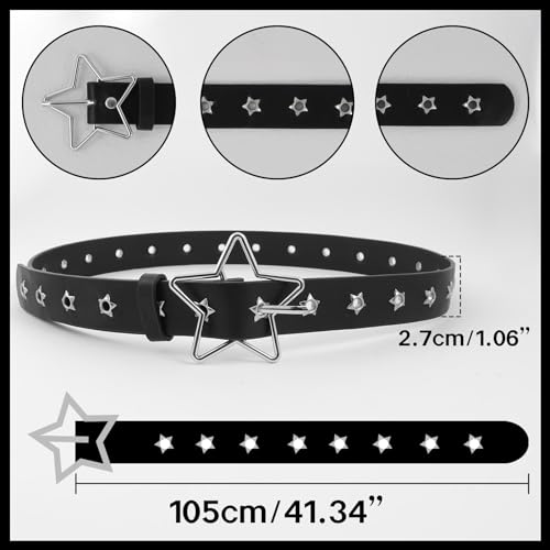 MILAKOO Punk Leather Waist Belt for Women Vintage Accessories for Hippie Skateboarding Enthusiasts3
