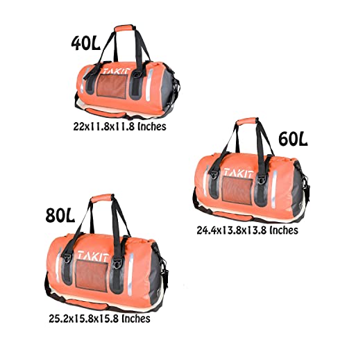 Waterproof Duffle Bag Travel Dry Bag 60L Roll Top 500D Pvc For Motorcycle Tail Kayaking Rafting Boating Swimming Camping Hiking Beach Fishing(60L, Orange) #TOP5
