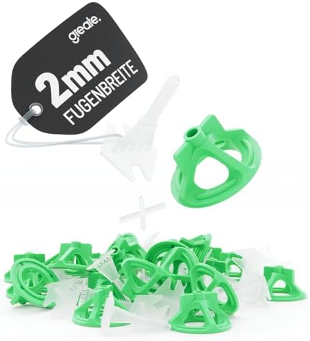 greate 250-teiliges Fliesen Nivelliersystem 2mm - Fliesen Verlegehilfe | Set mit 100 Laschen, 100 Hauben & 50 Fugenkreuze - Fliesenverlegehilfe - Fliesenleger Werkzeug