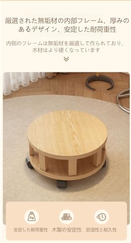 Sdvieuk ロースツール キャスター付き 丸椅子 低い腰掛け 低い椅子 回転椅子 木製 足置き台 低所作業 オットマン スツール キャスター付き360°回転 高弾性クッション おしゃれ 靴交換低いスツール リビング/玄関/寝室適 (ベージュ) [並行輸入品] [3]