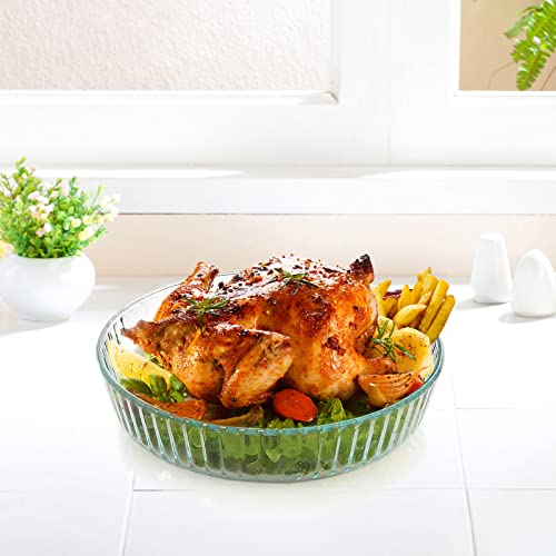 HUSANMP Clear Round Tempered Glass Baking Dish, Glass Bakeware Casserole Dish for Oven and Dishwasher Safe. by HUSANMP - Used condition - Image 8