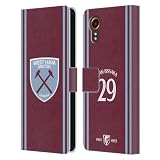 Head Case Designs Officially Licensed West Ham United FC Aaron Wan-Bissaka 2024/25 Players Home Kit Leather Wallet Case Compatible with Samsung Galaxy Xcover7 5G