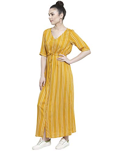 Image of Color Cocktail Women's Yellow Stripe Dress