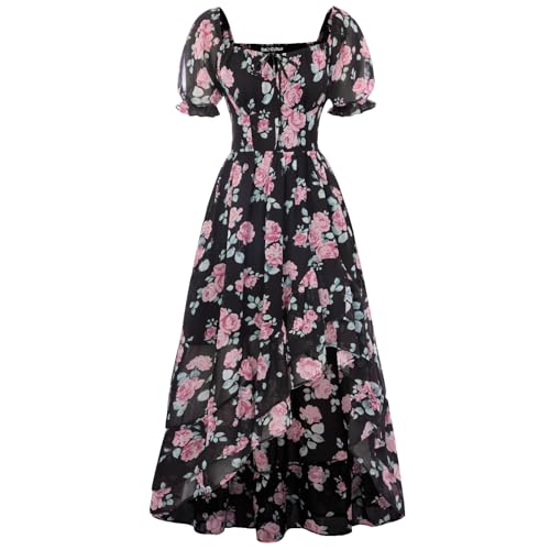 Image of Scarlet Darkness Corset Dresses for Women Summer 2026 Floral Wedding Guest Chiffon Sundress
