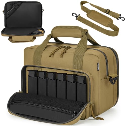 WELIDAY Tactical Gun Range Bag for 2 Handguns & Ammo
