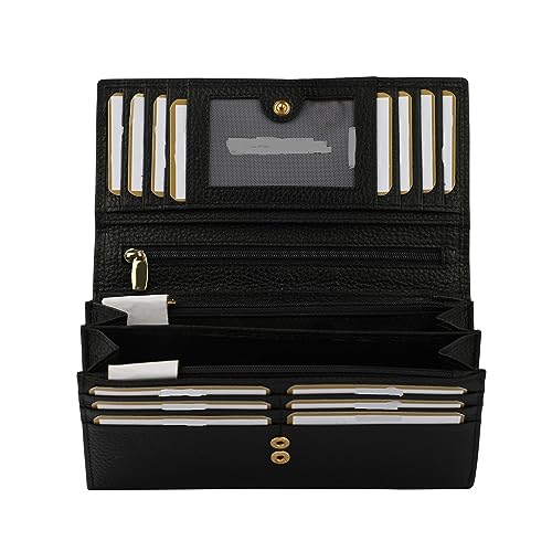 Womens Wallet Italian Leather Vera Pelle Type Made In Italy Purse (Black)4
