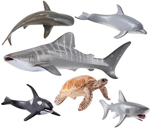 Sea Ocean Animals Figure Bath Toys Set,6 Piece Jumbo Sea Animals Toys,Realistic Wild Vinyl Pastic Animal Learning Party Favors Toys For Boys Girls Kids Toddlers Big Ocean Animals Toys Playset
