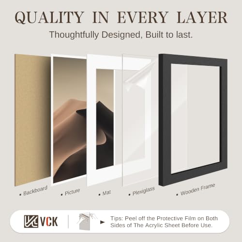 VCK 20x30 Poster Frame 4 Pack, Black Solid Wood, 16x24 Mat, for Picture by VCK - Used condition - Image 4