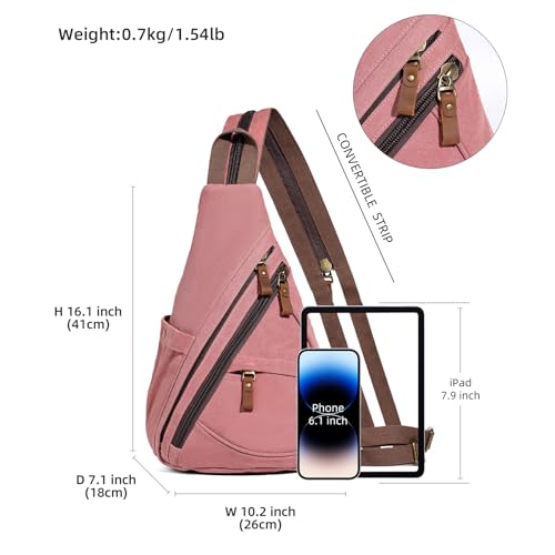 KL928 Canvas Sling Bag - Small Crossbody Backpack Shoulder Casual Daypack Rucksack for Men Women(Large Version)