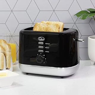 Quest 2 Slice Toasters with Auto-Centring and Variable Browning / 7 Different Settings / Reheat, Defrost & Cancel Options / Cool Touch / 2 Colours (Black/Silver)