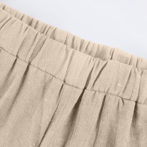 Pedal Pushers for Women Loose Fit Elastic Waist Beach Shorts with Pockets Lightweight Flowy Linen Outfits4