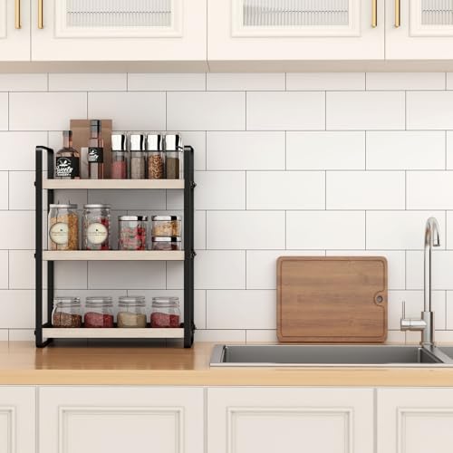 Image of HNRLOY Bathroom Counter Organizer,Bathroom Countertop Organizer,Counter Shelf,Countertop Storage,Organization and Storage,Makeup Shelf,Sink Caddy(Burlywood 3 Tier)