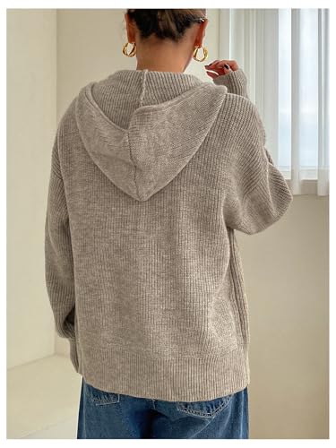 SOLY HUX Women's Zip Up Hooded Cardigan Sweater Knitted Drop Shoulder Fall Hoodies Outerwear2