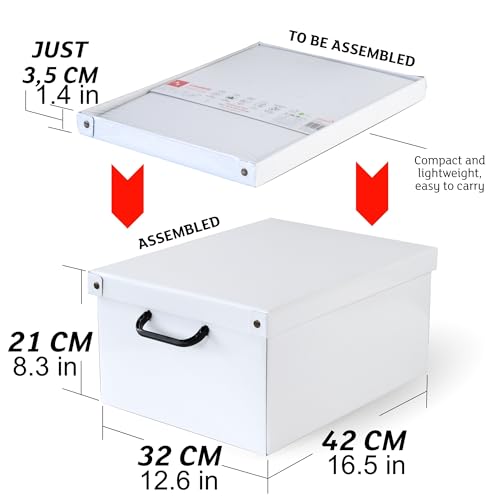 Lavatelli: Storage Box: Medium - Map - Lid & Side Handles, Decorative Cardboard Organizer, Stacks-Folds, Home-Clothes-Toys-Office, 16.5 x 12.6 x 8.3 by Lavatelli - Image 2