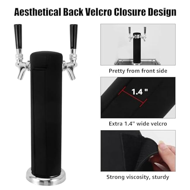 Beer Tower Insulator for Standard 3¡± Diameter 2 Tap Beer Tower, Stretchy Neoprene Beer Tower Cooler Sleeve Insulated Kegerator Tower Cooler to Minimize Condensation & Reduce Foam