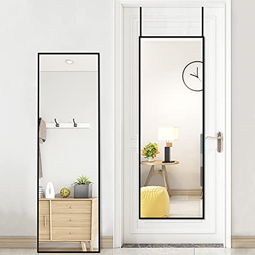 Beauty4U Full Length Mirror with Hanging Hooks for Door, Wall Mounted Decoration Dressing Mirror, Black, 50â€ x 14â€