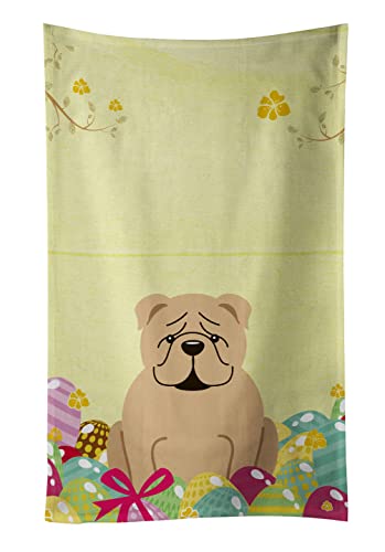 Caroline's Treasures BB6124KTWL Easter Eggs English Bulldog Fawn Kitchen Towel Dish Cloths Guest Hand Towel Decorative Bathroom Towel for Face,Tea, Dishcloth, Kitchen and Bath