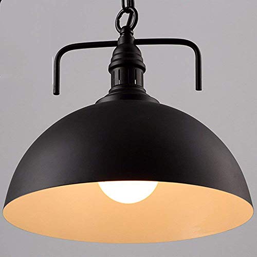 Suspension luminaire vintage de 40cm avec finition noire et plafonnier LED pour style loft