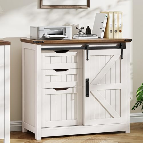 Halitaa Lateral Filing Cabinets with Adjustable Shelf, White