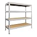 GIASTA - Scaffale ROBUSTO 200 x 60 in legno e metallo Zincato per carichi pesanti portata 500Kg a ripiano per 4 ripiani montaggio facile ad incastro