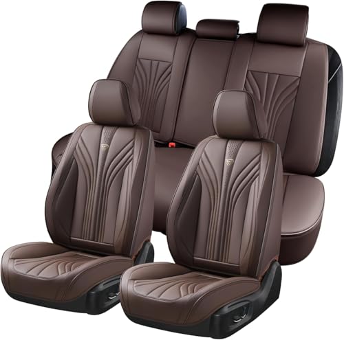 FLORICH Autositzbezüge Set PU Leder Vordersitze und Rückbank, wasserdichte Autositzauflage Universelle Passform für 95% Limousine, SUV, Pickup, Van