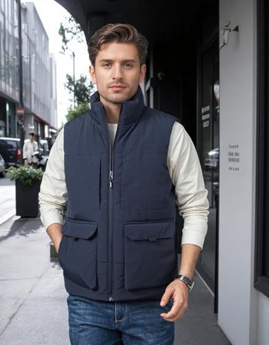 LOUECHY Men's Fleece Lined Puffer Vest Lightweight Sleeveless Jacket Warm Outerwear Winter Vests2
