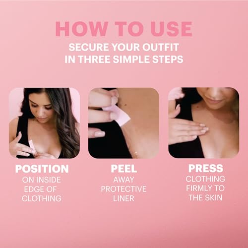 Booby Tape Double Sided Transparent Fashion Tape for Body & Clothing, Hypoallergenic Strips with Waterproof Adhesive for All Day Hold, 36 Strips - Thumbnail 3