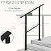 Auxdee Handrails for Outdoor Steps, 2 to 3 Step Heavy Duty Hand Railing, Stair Railing, Porch Railing, Metal Stair Railing, Black Adjustable Wrought Iron Hand Rails kit with Straight Middle Railing
