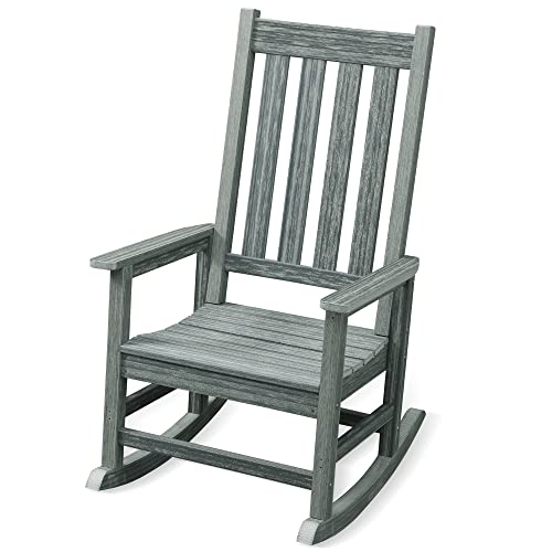 Acuel Rocking Chair Outdoor, Oversize Hdpe Patio Rocker Chairs, Weather Resistant 350Lbs Heavy Duty Rocking Chair With High Back For Backyard, Porch, Fire Pit, Garden And Indoor (Grey) #TOP6