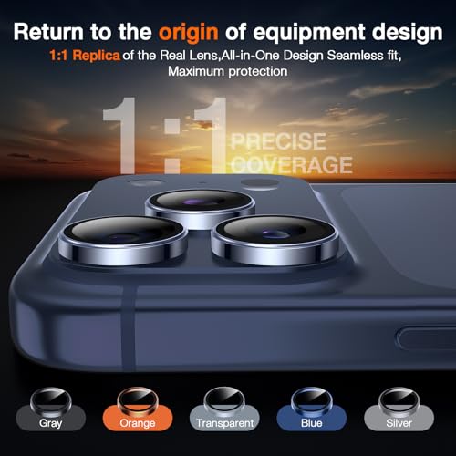 Image of LK for iPhone 17 Pro /17 Pro Max Camera Lens Protector [Top 9H+ Military Grade Shatterproof] One-Click Installation, Ultra-Tough HD, Individual Lens Protectors Scratch-resistant, Deep Blue