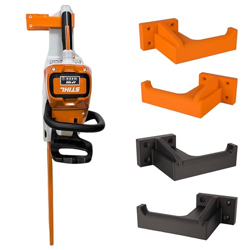 Halterung passend für STIHL Kettensäge Motorsäge Wandhalterung Gerätehalterung Zubehör Befestigung Wandhalter (Orange Ausführung Links)