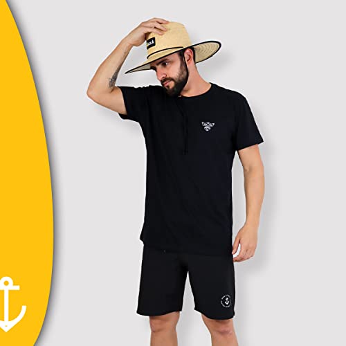 Chapéu de Palha Nacional Viés Preto Masculino Feminino Surf de Praia Saida Sol Verão Moda Piscina Un