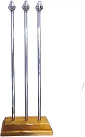 Kit Base Madeira+3 Mastro 2mts +3 Ponteira+3 Canopla Em Aluminio para Bandeiras