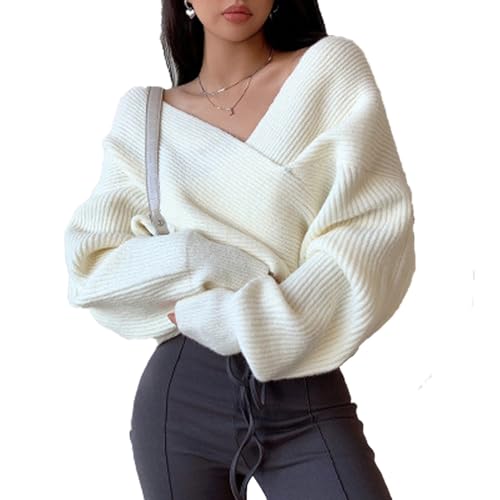 Cache Coeur Femme Manche Longue Thermal Col V Plongeant Sexy Chic et Élégant Soirée Pullover...