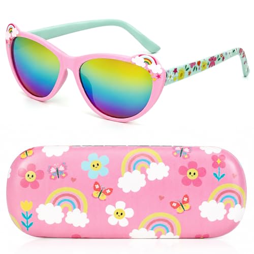 Image of Kids Sunglasses for Girls with Eyeglasses Case for Party Beach Dress Up Glasses