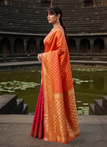 Image of Glory Sarees Women's Woven Pure Soft Kanjivaram Silk Saree Banarasi Style With Blouse Piece for Wedding