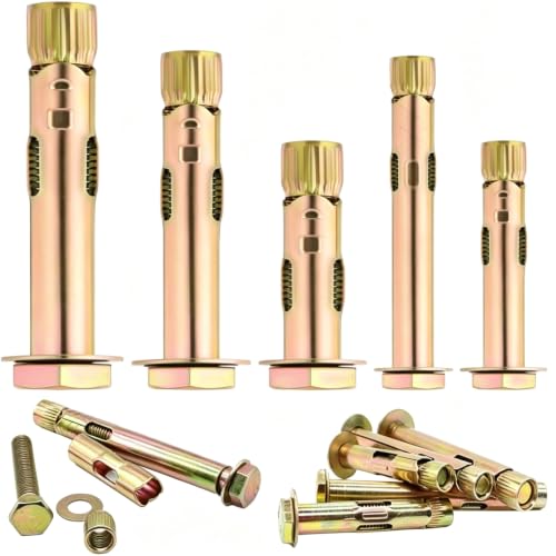 Image of 24 Pcs Anchor Bolts, Heavy Duty Zinc Expanding Rawl Bolts (M6/8/10) High Security Ground/Wall Anchor Screws Plugs Assorted Set For Concrete,Brick,Masonry (50/70/80mm)