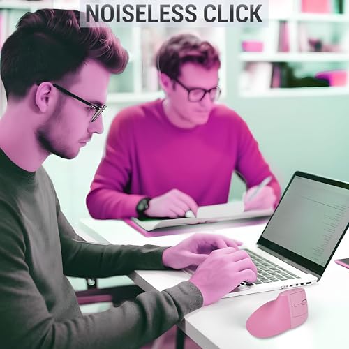 Image of Ant M200 Vertical Wireless Mice, Wireless Ergonomic, Rechargeable,5 Adjustable DPI, Silent 2.4GHz Optical Tunnel, USB Wireless Mouse for Laptop, PC Pink