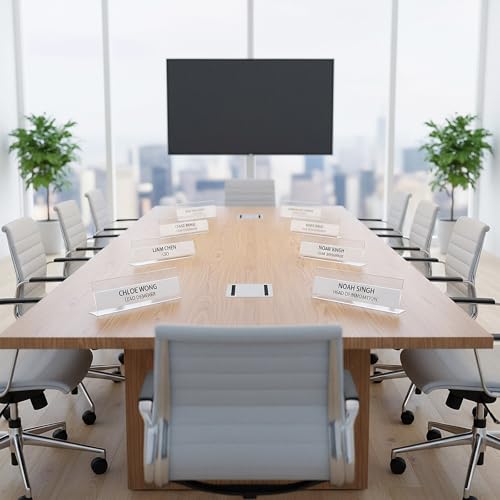 16 Pcs Acrylic Name Plates for Desks, 2x8 Clear Desk Names Plate Personalized, Desk Sign Holder for Table Display, Tent Name Plate Display for Office Conference, Business Event/School Classroom - Thumbnail 4