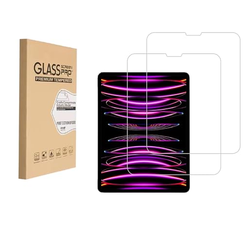 Shunwige Progettato per iPad Pro 12.9 (2022/2021/2020) Protezione dello schermo in vetro temperato 9H Anti Scratch HD Clear Bubble Free (2pcs)