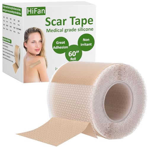 HiFan Reductor Cicatrices de Grado Médico, Parches silicona de Gran Adherencia Agradable a la Piel para Cicatrices Quirúrgicas/Trauma/Queloides/Acné, Tiritas Cicatrizantes Reutilizable (4, 150 cm)