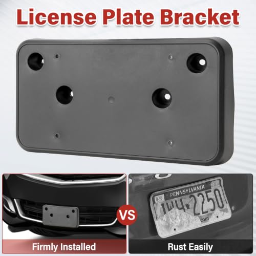 Image of License Plate Bracket Accessories for Chevrolet Chevy Impala 2014 2015 2016 2017 2018 2019 2020, Front Bumper License Plate Holder Replacement Frame Black Mount