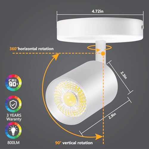 Vanoopee Flush Mount Led Ceiling Spotlight Dimmable Adjustable Spotlight Directional Spot Lights Indoor Bright Can Accent Fixture For Living Room Bedroom thumb #3