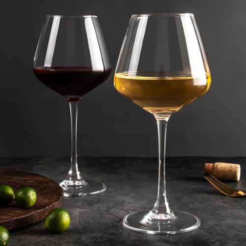 Image of Premium Wine Glasses 460ml, Set of 4 Long Wine, Burgundy Clear Glasses with Stem for Wedding Anniversary, Birthday, Gift (RKT-01, Set of 4)