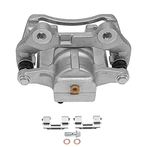 Image of Detroit Axle - Rear Brake Kit for Chevy Traverse GMC Acadia Buick Enclave | Saturn Outlook Drilled & Slotted Brake Rotors Brake Calipers w /Brackets Ceramic Brake Pads Replacement