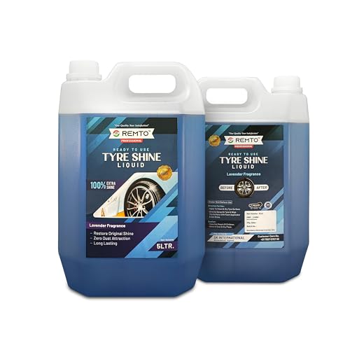 Bike & Car Tyre Polish 5 Liter Extreme Black Tyre Shine - Long Lasting Tyre Gloss & Dirt Repellent Formulation | Prevents Fading and Cracks | Non-Greasy and Pleasant Fragrance (Lavender - Blue)