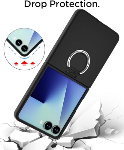 Image of Scalebee Back Cover for Samsung Galaxy Z Flip 7 / Flip7 5G Ultra Thin Slim Protective Case Cover with Metal Ring (Black)